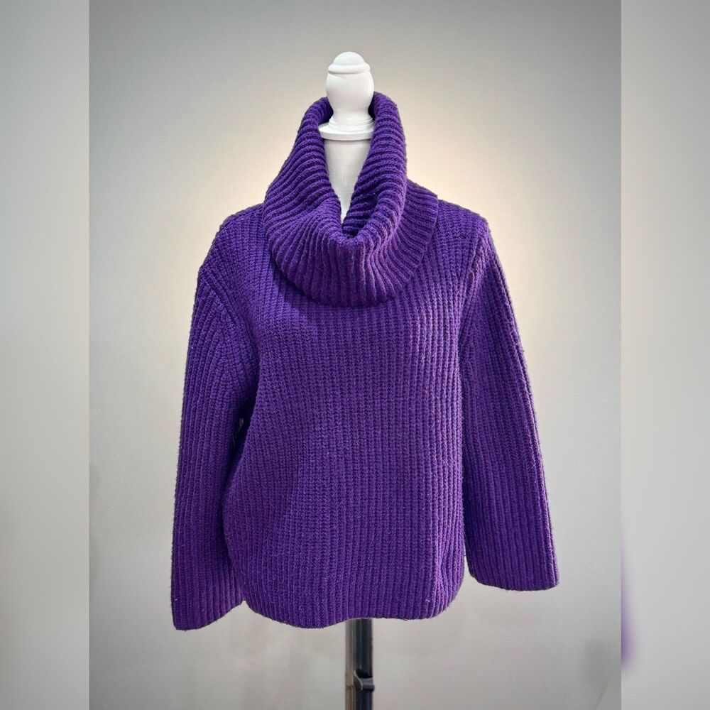 Purple Express Heavy Knit Cowl Neck Sweater Size S NWT